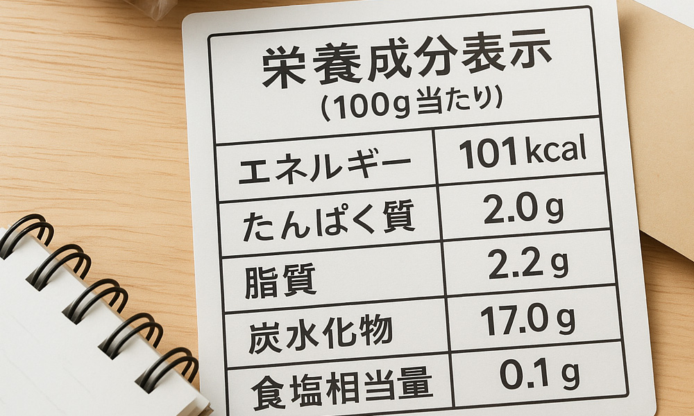 栄養成分表示が記載されたラベルのイメージ画像